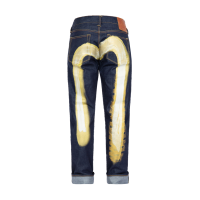 2-Layer Hand-brushed Daicock Foil Print Slim-Fit Jeans #2010