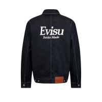 Kamon and Logo Print Denim Shirt Jacket