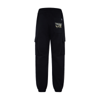 Brush Effect Logo Embroidery Cargo Sweatpants