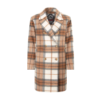 Seagull Embroidery Checked Wool-Blend Coat