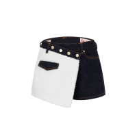 Sherpa Blocking Denim Skort