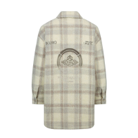 Gradient Kamon Embroidery Plaid Shirt Jacket