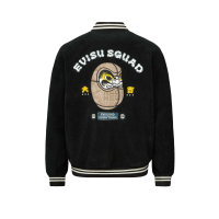 Daruma Leather Patch Sherpa Baseball Jacket