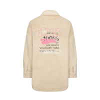 Graffiti Logo Embroidery Faux Fur Padded Shirt Jacket