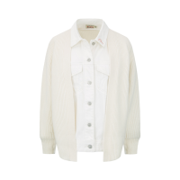 Fabric Blocking Denim Shirt Jacket