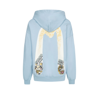 "Fortune Cat and Daruma" Double Daicock Print Hooded Sweatshirt