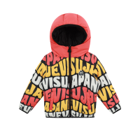 Allover Wavey Logo Print Down Jacket