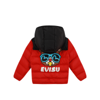 Bear Print Colorblock Down Jacket