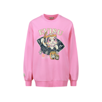 Fortune Cat Drumming Print Sweatshirt