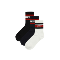 Three-Pack Logo and Stripes Jacquard Short Socks