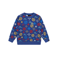 Allover Seagull and Kamon Print Sweatshirt