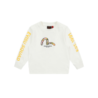 Fortune Cat and Seagull Print Long-Sleeve T-shirt