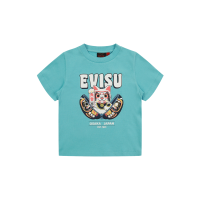 Zip-up Daruma and Fortune Cat Print T-shirt