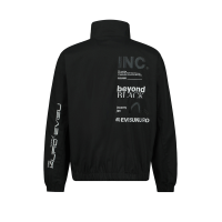 Logo and Slogan Embroidered Oversized Jacket