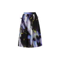 Abstract Print Pleated Front Skirt