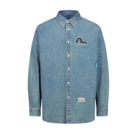 Graffiti Daruma Print Denim Shirt