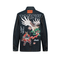 Eagle and Samurai Embroidery Retro Denim Jacket