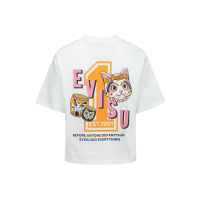 Fortune Cat with Taiko Daruma Print T-Shirt