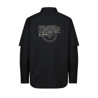 Logo Print Multi Pocket Mock 2-in-1 Shirt