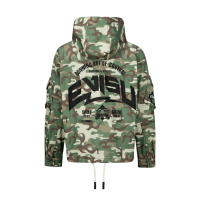 Allover Camouflage-pattern Hooded Jacket