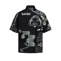 Kamon and Seagull Print Denim Shirt