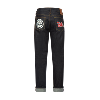 Kamon and Graffiti Logo Print Carrot-Fit Denim Jeans #2017