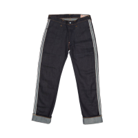 HANDPRINTED SEAGULL STRAIGHT FIT REVERSED RAW DENIM SELVEDGE JEANS