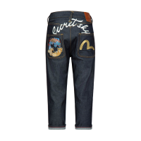 Dragon-Koi and Seagull Embroidery Cropped-Fit Jeans #2027
