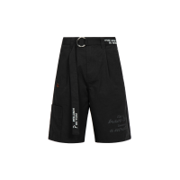 Slogan and Kamon Embroidery Cargo Shorts