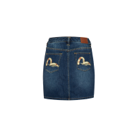 Tsubaki-pattern Seagull Embroidery Denim Skirt