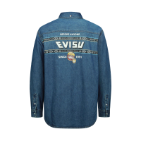 Taiko Daruma Print Denim Shirt