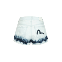 Seagull Embroidery Bleach Tie-dye Denim Shorts