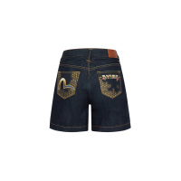 Seagull and Logo Gradated Embroidery Denim Shorts