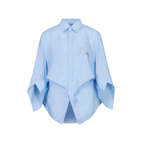 Seagull Embroidery Notched-sleeves Shirt