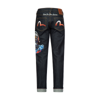 Samurai Print and Seagull Embroidery Slim-Fit Jeans #2010