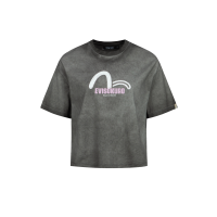 Seagull Print and Stitching Washed T-shirt