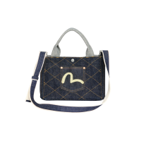 Seagull Pocket Quilting-Stitched Two-way Denim Tote Bag