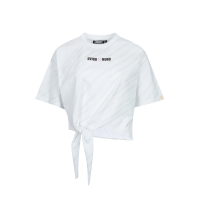 Allover Slogan Print Bow Knot Cropped T-shirt