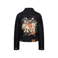 Goldfish and Floral Flow Embroidery Regular Fit Denim Jacket