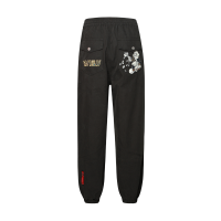 Daikokuten and Logo Embroidery with Brocade Applique Loose Fit Jogger Pants