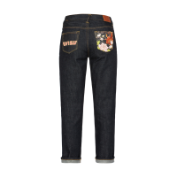 Goldfish and Floral Flow Embroidery Straight Fit Denim Jeans