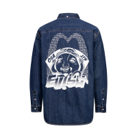 Pop Art Godhead Print Relax Fit Denim shirt