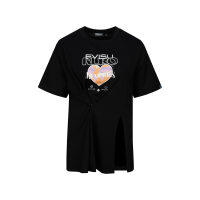 Logo and Heart Print Cut-out Relaxed Fit T-shirt