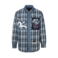 Seagull and Poster Print Loose Fit Padded Shirt Jacket