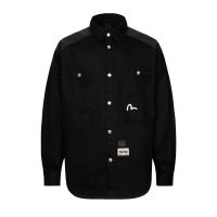 Seagull and Slogan Print Loose Fit Work Shirt Jacket