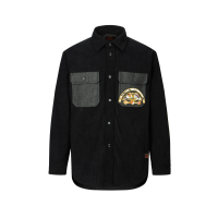 Maple Leave-pattern Kamon Applique Relax Fit Work Shirt