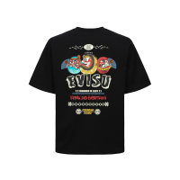 Kumadori Daruma with Slogan Print Loose Fit T-shirt