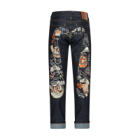 Kumadori Daruma Daicock Embroidery Carrot Fit Denim Jeans #2017