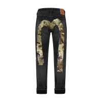 Camouflage Brushstroke Daicock Print Distressed Carrot Fit Jeans #2017