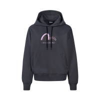 Seagull Print and Slogan Embroidery Oversized Hoodie